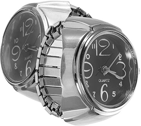 Hemobllo 2 pezzi orologio ad anello - orologio da dito - orologi al quarzo - orologi da donna anello creativo per donna donna ragazza (nero)