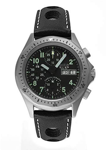 BWC Swiss Herren Uhr Chronograph Handaufzug mit Leder Armband 200505310