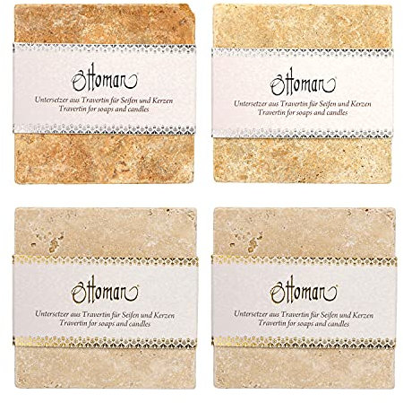 ottoman 4er Set Travertin Seifenablage quadratisch