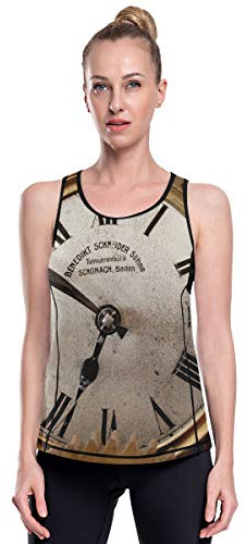 FANTAZIO Mechanische Uhr Tower Workout Kleidung Mesh Yoga Top Übung Gym Shirts Running Tank Top Gr. M, 1