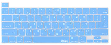 XSKN Tastaturabdeckung aus Silikon für MacBook Pro 13,3 Zoll / 16 Zoll mit Touch-Bar und Touch-ID – A2251 A2289 A2338 M1 A2141 (US EU Common Version, Hebräisch Blau)