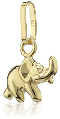 NKlaus Baby Elefant klein 375 Gelb Gold 9 Karat Kettenanhänger 9,6mm Elefanten Amulett 4193