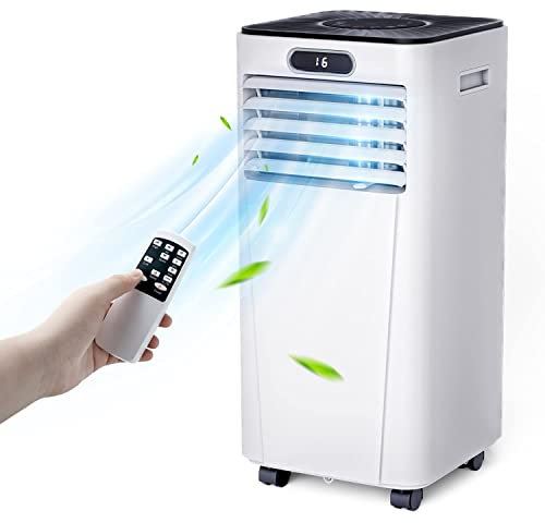 GYMAX Condizionatore Portatile 9000 BTU, Classe A, GMCC, R290, 4 in 1 Raffreddamento, Deumidificazione, Ventola e Modalità Notturna, Telecomando, Timer 24H, 2,6 kW, ≤1 kWh/60min