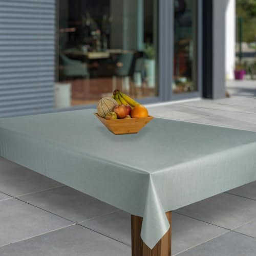 laro Wachstuch-Tischdecke Abwaschbar Garten-Tischdecke Wachstischdecke PVC Plastik-Tischdecken Eckig Meterware Wasserabweisend Abwischbar G03, Muster:Hellblau Meliert, Größe:118x260