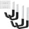 Juformin Heavy Duty Utility Hooks for Garage Storage, 4 J-shape Hooks, Silver and Black, Wall Mount, Steel, PVC, 50 LB Max Capacity, Indoor/Outdoor Use