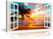 TISHIRON 3D Window Effect Coconut Palm Trees Beach Sunset Canvas Wall Art Painting for Bedroom Living Room Modern Framed Artworks Decorative Bathroom Kitchen Home Decor 36x24 inch