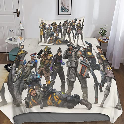 KRIVS Apex Legends 3D Bettbezug Set Mit Kissenbezug, Bettwäsche Set, Modisch Bettbezüge Mikrofaser Bettbezug Mit Reißverschluss Single(135x200cm)