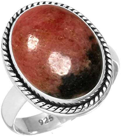 Boho Handgefertigter Schmuck, dicker natürlicher Edelstein, Tigerauge, Kristall, Perle, Granat, oval, echter 925 Sterling Silber Ring für Frauen