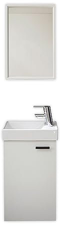 AMY Waschbecken mit Unterschrank und Spiegel in Weiß - Kompakter Waschtisch ideal für Gäste WC - 41 x 165 x 23 cm (B/H/T)