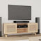 Tidyard TV Schrank mit 4 Fächern Lowboard TV Möbel Sideboard Fernsehtisch Fernsehschrank HiFi-Schrank Braun 105x30x40 cm Massivholz Kiefer Natur-Rattan