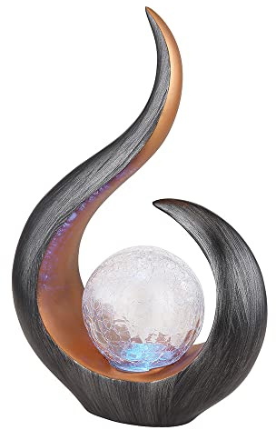 Solarleuchte Schwarz Gold, Höhe 33,5cm |