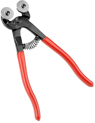QWORK Heavy Duty Glass Tile Nippers - 8 Inch Wheeled Mosaic Nipper & Ceramic Tile Cutter Pliers with Soft-Grip Handle