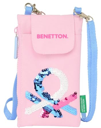 Safta Benetton Pink - Handytasche, Standardportemonnaie, bequem und vielseitig, Qualität und Widerstandsfähigkeit, 19 x 10 cm, Rosa, Rosa, Estándar, Lässig