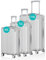 Voyagoux Kofferset 3 teilig - 40L,72L & 116L, Hartschalenkoffer Set, TSA-Schloss, ABS, 4X 360° Rollen, Robust und Leichtgewicht Suitcase, Silber