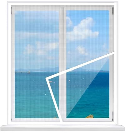 Mosquitera Para Ventana, 70x80cm FáCil InstalacióN Adhesiva, Mosquitera Para Ventana, Cinta Autoadhesiva, Para Cocina, SalóN, Ventana Corredera, Blanco
