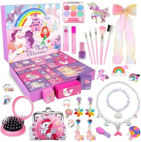 Ligtmor Adventskalender 2024 Kinder,Adventskalender Einhorn, 24 Tage Countdown Adventskalender 2024 Mädchen, Mädchen 3 4 5 6 7 8 9 10 11 Jahre Spielzeug