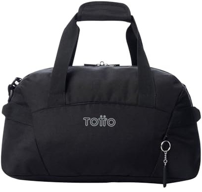 TOTTO - Bolsa de Deporte, Modelo Active Pro S, Medidas 40 x 25 x 20 cm, Capacidad 22 L, Asa de Mano, Correa Ajustable para Hombro, Argollas para Candado en Cremallera Principal, Color Negro