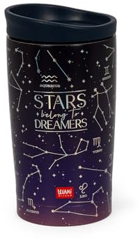 Legami - Vacuum Tumbler Hot & Cold, Bicchiere Termico, leggero e resistente, Tappo con Chiusura Ermetica, in Accaio Inox, Capacità 275 ml, per Tutti i Tipi di Bevanda, Tema Stars