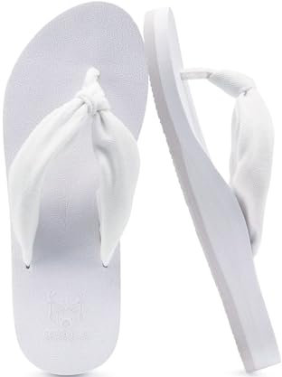 KuaiLu Flip Flops Damen Weich Stoff Zehentrenner Frauen Bade Sandalen Bequeme Füße Badelatschen Yoga Matte Fussbett Sommer Strand Zehensandalen Rutschfest Gummi Indoor Outdoor Ganz weiß 40
