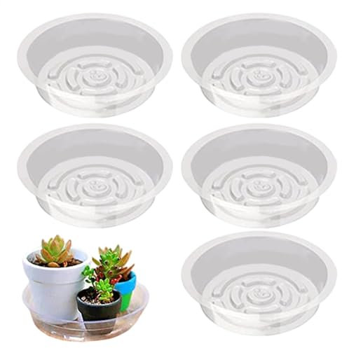 Nuytghr Blumentopf-Tablett, transparente Blumentopf-Tabletts, 5 x Pflanzen-Untersetzer für Innen- und Außenbereich, Möbelschutzplatten für und Pflanzen, für Garten, Haus, Balkon und Terrasse