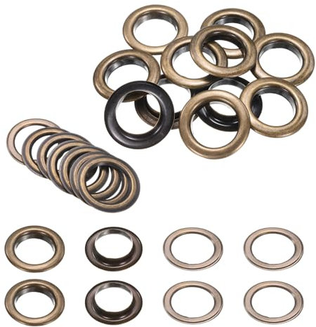sourcing map 10Set Grommets Eyelets 25mm 1 Inch Brass Eyelets Kit with Washers for Fabric Curtain Tarps Leather Belt Shoes Bag DIY, Brown