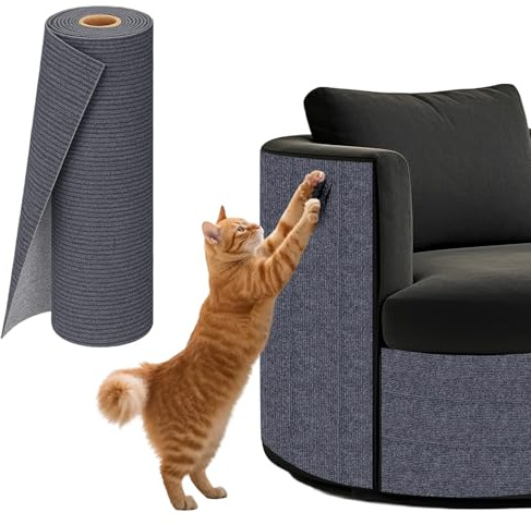 powerking Anti Cat Kratzer Couch Möbel Protector Selbstklebende Kratzer Pad für Sofa Teppich von Cat Krallen Trimmbare DIY Wandschützer Scratcher Deterren Sticky Wandmatte 40 * 200cm (Tiefgrau)