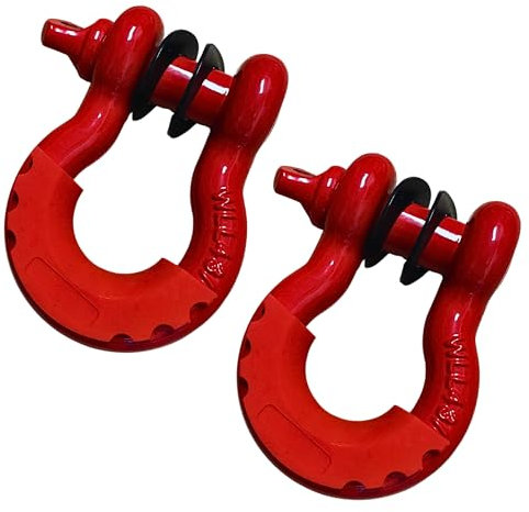 Desert Fox Winch 3/4 Zoll D-Ring Schäkel mit Stoßschutz – 4,75T Tragkraft – Robuster Stahl für Offroad, Abschleppen & Bergung – Korrosionsbeständig (D-Ring Schäkel Rot, 2, DFW001)