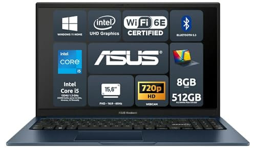 ASUS Vivobook 15 F1504VA,15,6 FHD 16:9, Intel Core i5-1334U, 8 GB RAM DDR4, Intel UHD Graphics, 512 TB SSD, Win 11 Home, Wi-Fi6E, BT 5.3, Tastiera Retroilluminata