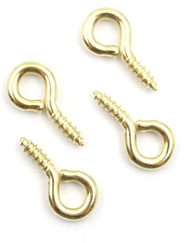 Design61 100x Ringschrauben Ösenschraube 19x9mm mit Holzgewinde Schraubhaken Wandhaken Vermessingt für Wand & Decke Haken zur Befestigung von Seilen Ketten Pflanzen Lampen
