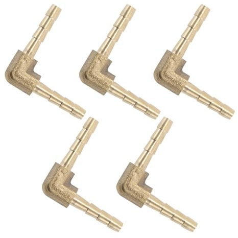 Alide Conector De Púas De Manguera De Latón (5 Unidades), Codo En L De 2 Vías De 4 Mm, Para Tubos Flexibles Y Semirrígidos, Adaptador De Acoplador De Manguera.