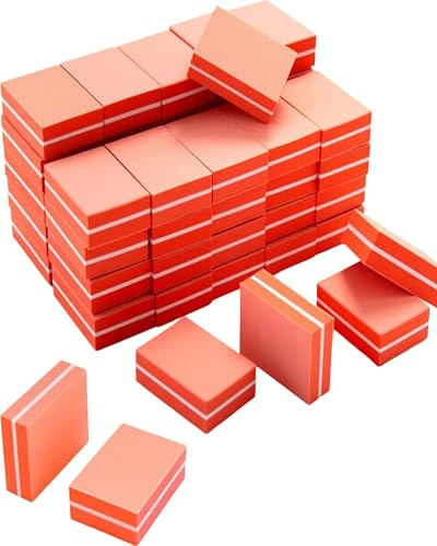 50PCS Mini Nail Buffers,Buffer Block Nail File for Acrylic Nails and Natural Nails, 100/180 Grit Nail Buffer Block Bulk Buffing Blocks for Nail Buff Professional Manicure File Blocks Set (Orange)
