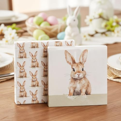 Oster Servietten 40 Stück 2x20 Set Hasenmotiv Papiertücher Tischdeko Ostertisch Osterhase 33x33 cm 3-lagig Osterdeko Brunch