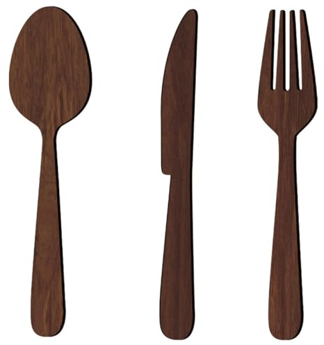 GALPADA Rustikale Wanddekoration aus Bassholz mit Messer Gabel und Löffel für Küche und Restaurant Stilvolles Küchenschild als Hängende Küchendekoration