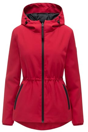 MARIKOO Damen Jacke (XS-3XL) wasserabweisend mit fester Kapuze, taillierbar - N127