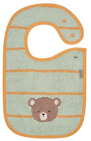 Sterntaler Lätzchen Druckknopf Bär Bo, Baby-Lätzchen mit praktischem Druckknopfverschluss, saugfähige Baumwolle, Streifen-Applikation, weich und pflegeleicht, 38×26×0,5 cm, mintgrün