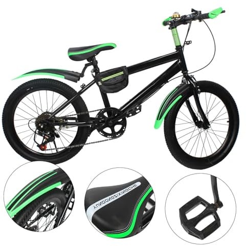 yikmid - Bicicleta infantil de 50,8 cm, para niños y niñas, 7 velocidades, con guardabarros, botella de agua, campana, capacidad de carga 85 kg, 8 a 13 años