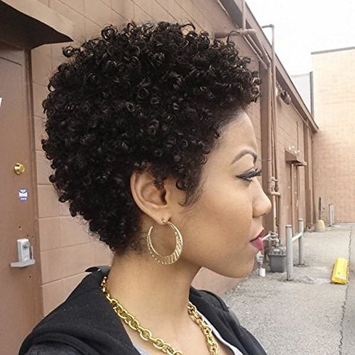 wigstyle Remy Human Hair Afro Curly Short Style Wigs (2#)