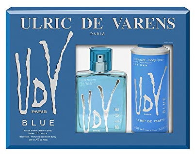 ULRIC DE VARENS - Coffret Parfum Homme UDV Blue - Eau de Toilette 100 ml + Déodorant Spray 200 ml - Fougère Fraîche - Made in France