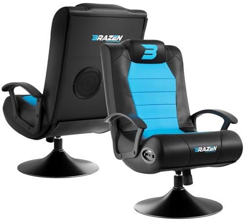 BraZen Blue Gaming Chair for Kids - Kids Gaming with Speakers - Bluetooth Chair Gaming Small Gaming Chair for Kids and Small Adults Ergonomic Rocker Gaming Chair Blue British - Stag (Blue)