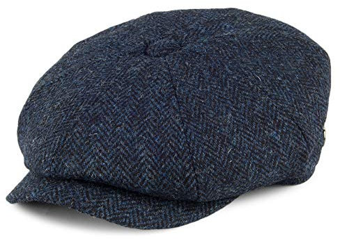 Jaxon & James Skye Harris Tweed Ballonmütze - Blau-Schwarz - L