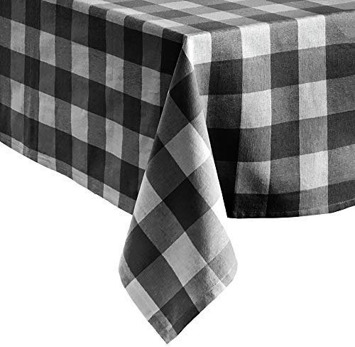 Elrene Farmhouse Living Tischdecke Buffalo kariert, Baumwolle, schwarz/weiß, 52 x 70 (Tablecloth)