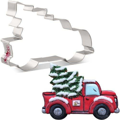 LILIAO Pickup Truck mit Weihnachtsbaum-Ausstechform - 12,4 x 9,1 cm - Edelstahl