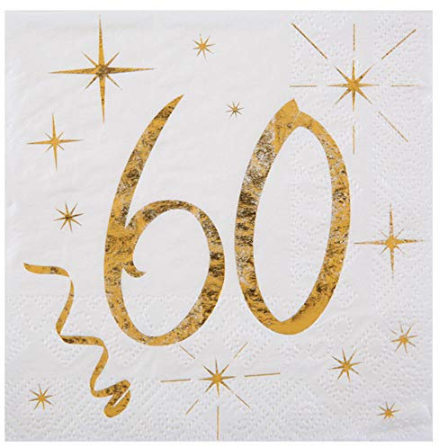 WOOOOZY Cocktail Servietten 60. Geburtstag,25cm, 20 St