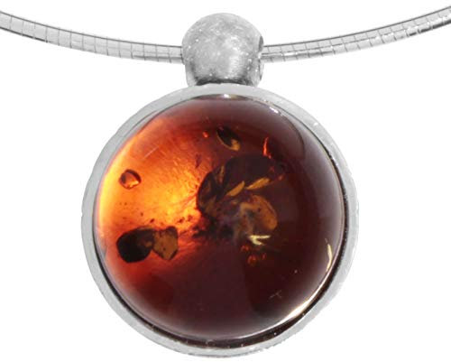 Halsreif mit Anhänger - Gleiter-Kugel 16 mm-Sarah Vicenca - Silber 925/000 - Bernstein