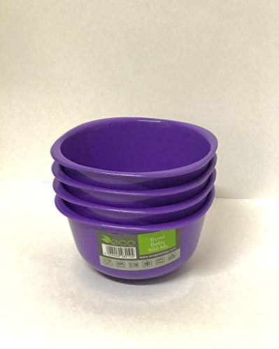 ECO Unbreakable reusable Colourful Plastic Bowls Set of 4 Shatterproof 100% Food Safe Perfect for Camping, Indoor, Outdoor and picnic (Purple, Baby 400ML)