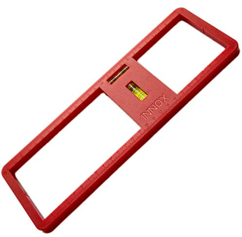 Innox Electrical Socket Back Box Cutting Template - with Vertical and Horizontal Spirit Levels I Electricians Tools I Double Plug Sockets I Double Socket Back Box I Spirit Level (Red)