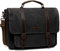 Kasgo Umhängetasche Herren, Wasserdichte Gewachste Canvas aus Echtem Leder Aktentasche Passt 15,6 Zoll Laptop Vintage Laptop-Taschen Schultertasche mit Abnehmbarem Gurt MEHRWEG (Grau)