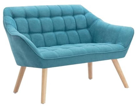 Vente-unique-Sofa 2-Sitzer - Stoff - Blau - Caserta