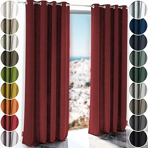 Schuette® Verdunkelungs-Vorhang Gardine mit Ösen ● Millenium Velvet: Carmine (Rot) ● 290x135 cm Höhe x Breite (1 Stück) ● Knitterfrei Pflegeleicht Thermo Blickdicht & stark Abdunkelnd