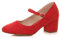 AJVANI Womens Ladies mid Block Heel Strap Work Evening Party Mary Jane Court Shoes Size 3 36 Red Suede